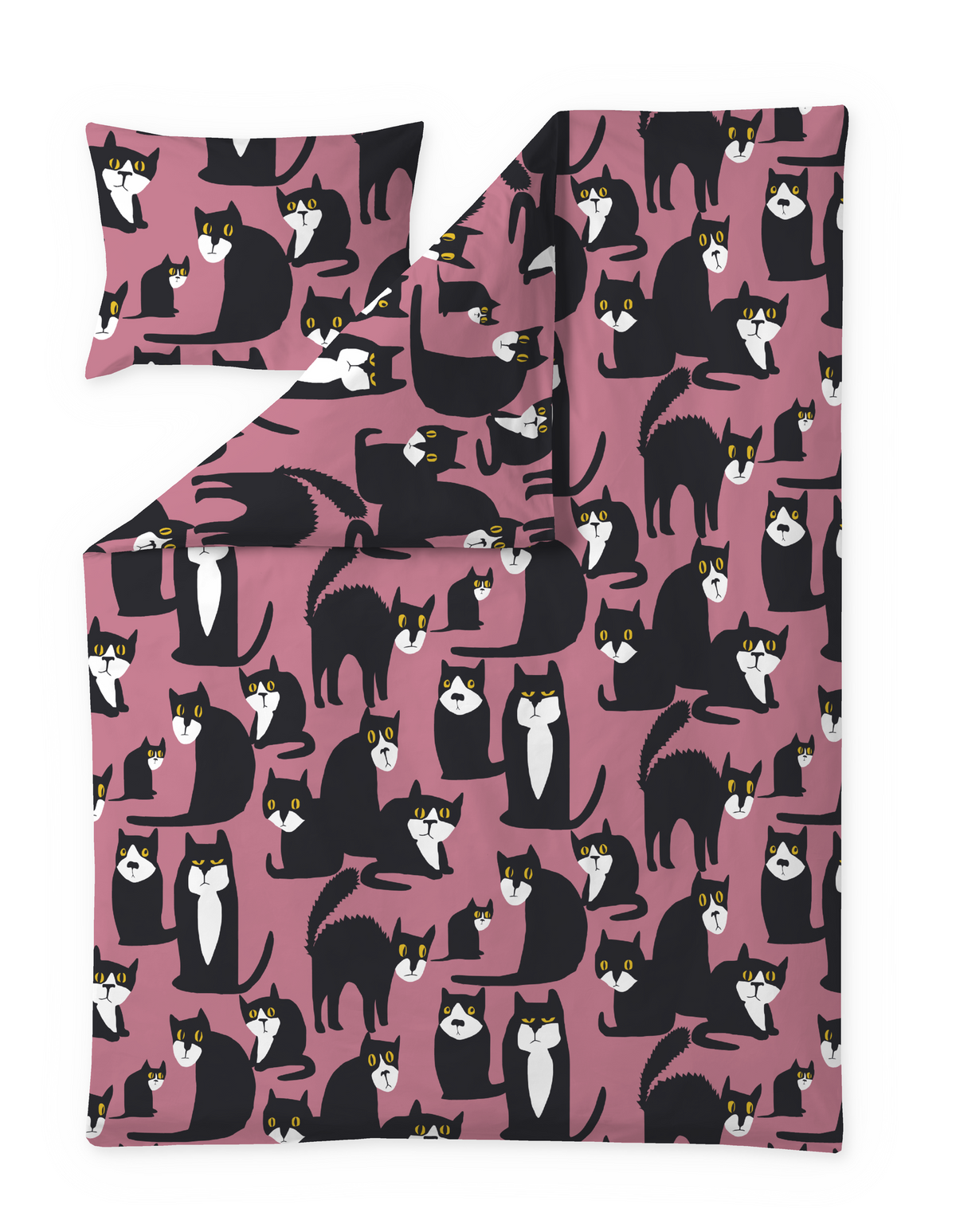 60652-5075-03-06_1; Finlayson Spot Pussilakanasetti Malva / Musta / Keltainen / 150x210 + 50x60 cm