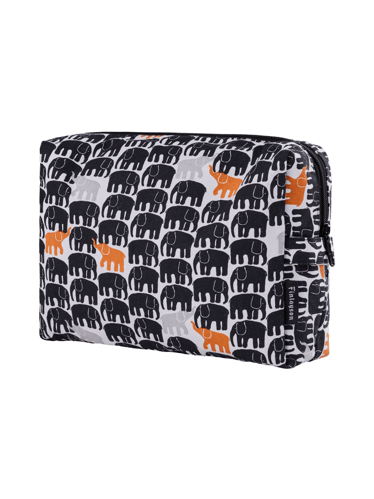 80250-5476-01-05; Finlayson Elefantti Toilettilaukku Musta / Oranssi / 20x28 cm