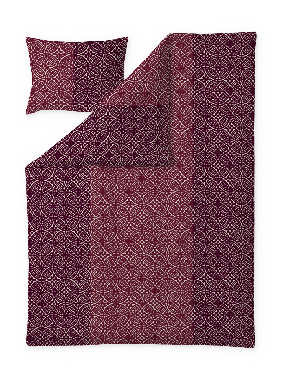 60712-4594-01-06; Finlayson Elektra Satiinipussilakanasetti Viininpunainen / 150x210 + 50x60 cm 