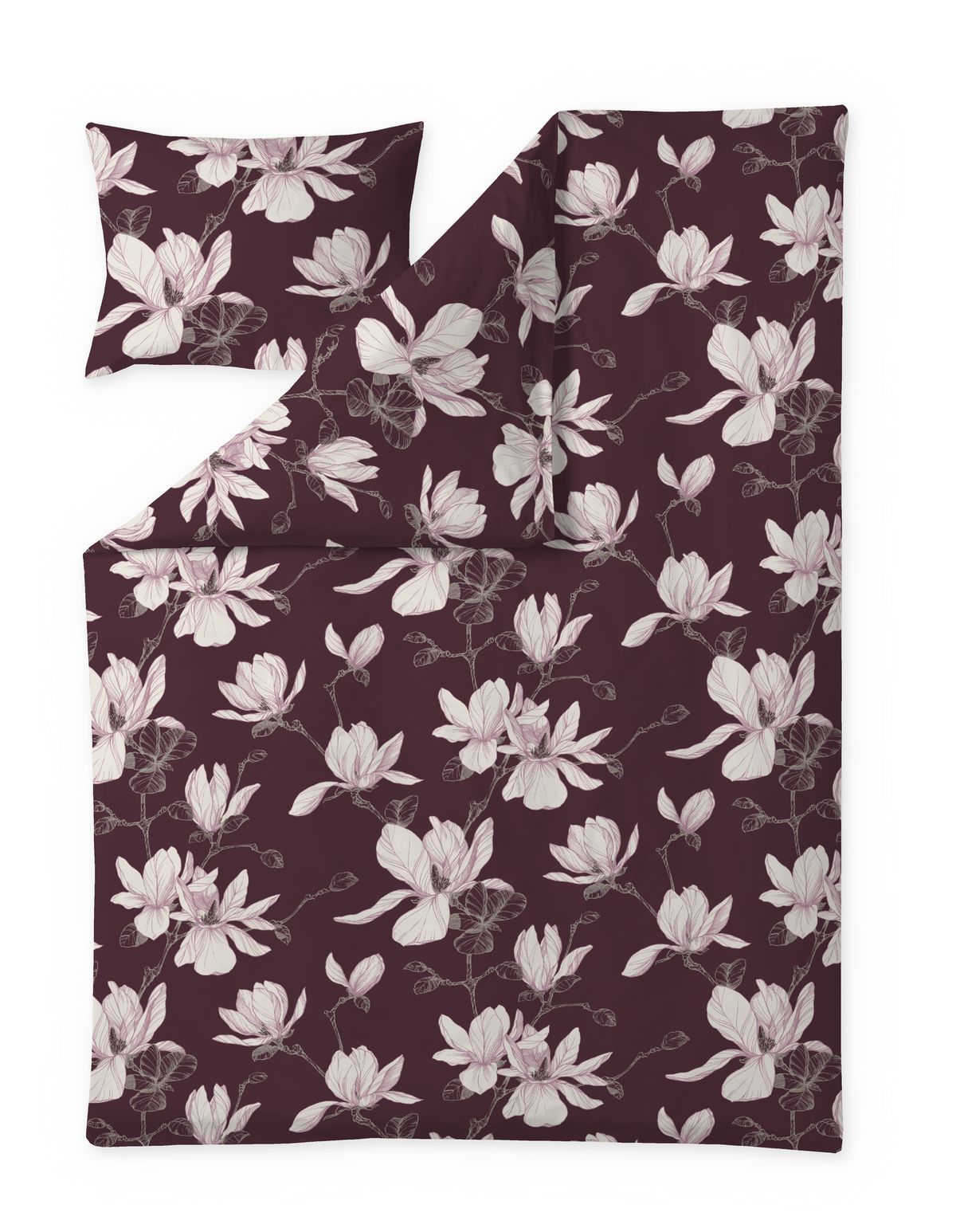 60712-4667-25-06; Finlayson Magnolia Satiinipussilakanasetti Viininpunainen / Roosa / 150x210 + 50x60 cm 