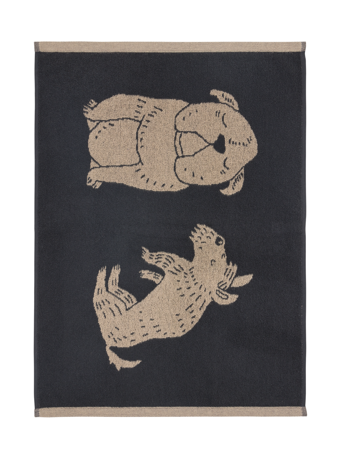 70553-5554-01-12; Finlayson KOIRUUKSIA Käsipyyhe Tummanharmaa / Beige / 50x70 cm 