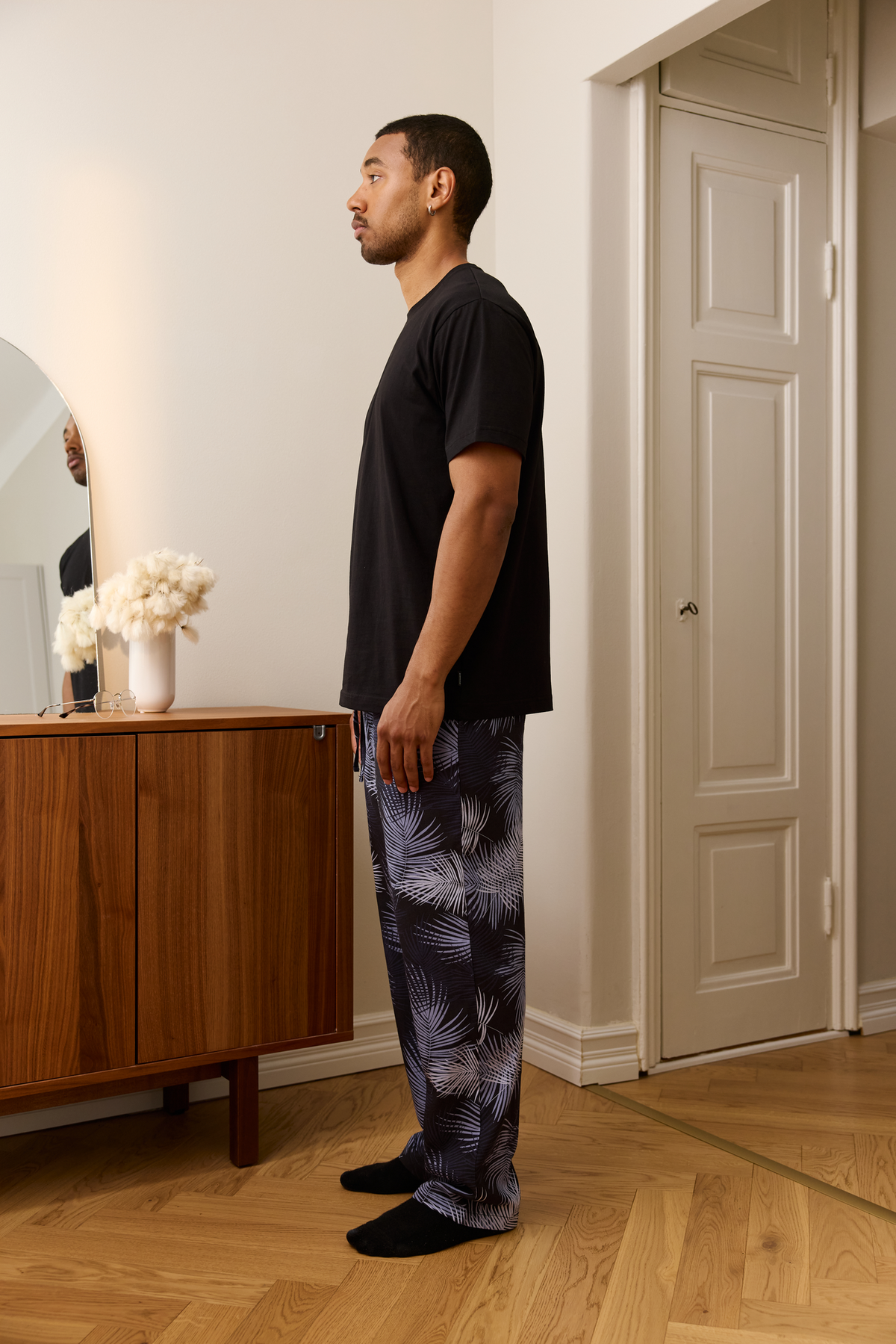 FM10001-961-S_4; Finlayson Palma Pyjama Musta / Sininen / S 