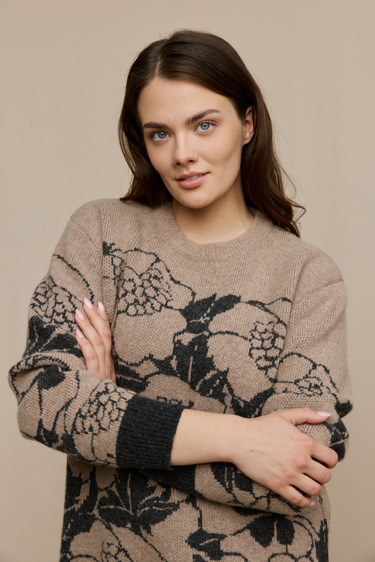 FW51006-198-S_2; Finlayson Annukka Neule Beige / Harmaa / S 