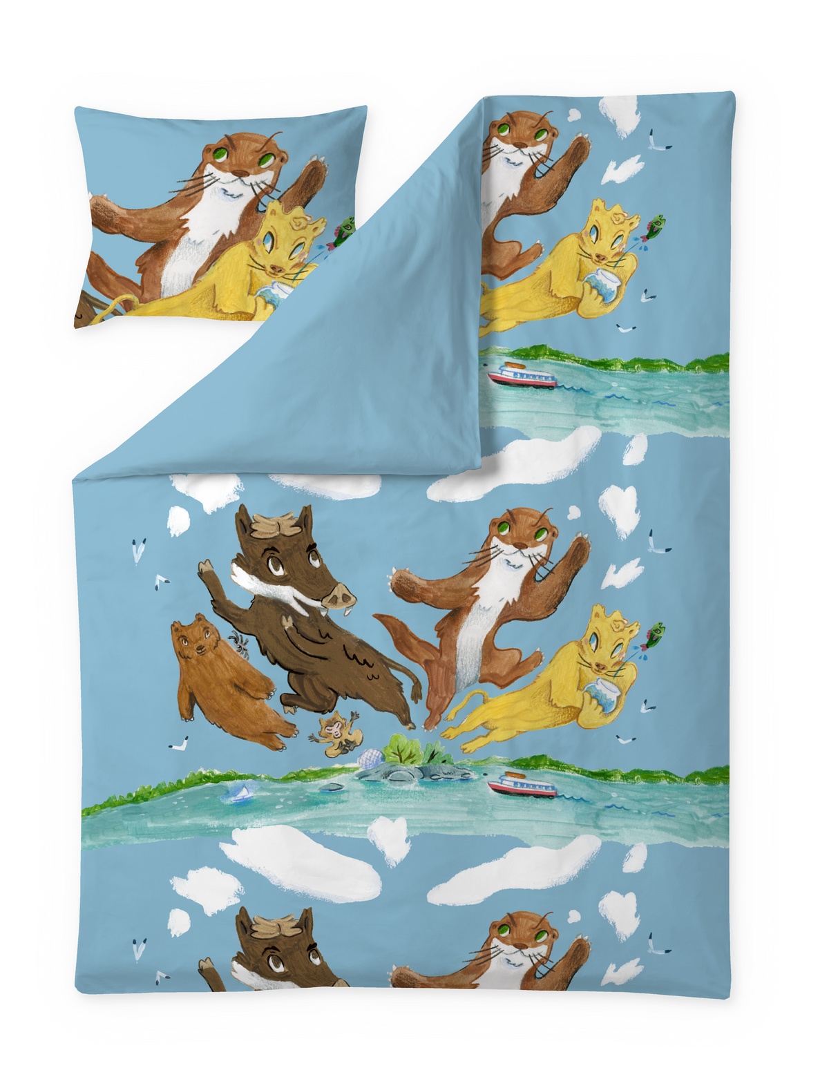 60552-5507-01-06; Finlayson Sankarit Pussilakanasetti Monivärinen / 150x210 + 50x60 cm 