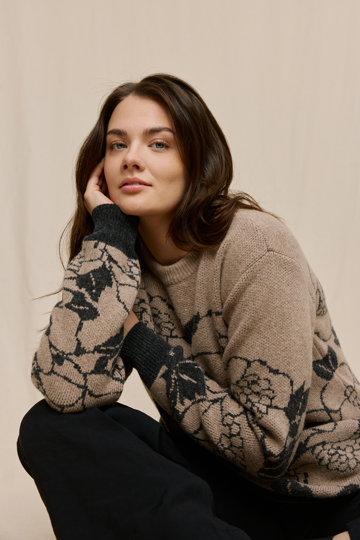 FW51006-198-L_8; Finlayson Annukka Neule Beige / Harmaa / L 