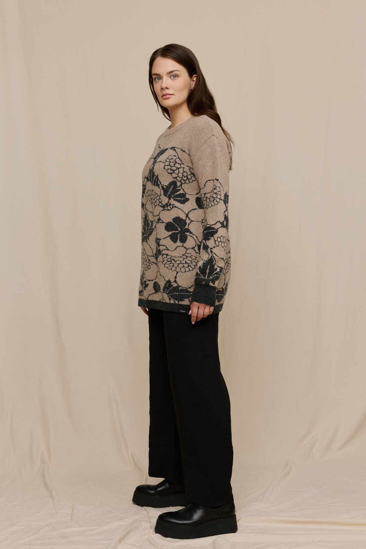FW51006-198-M_5; Finlayson Annukka Neule Beige / Harmaa / M 