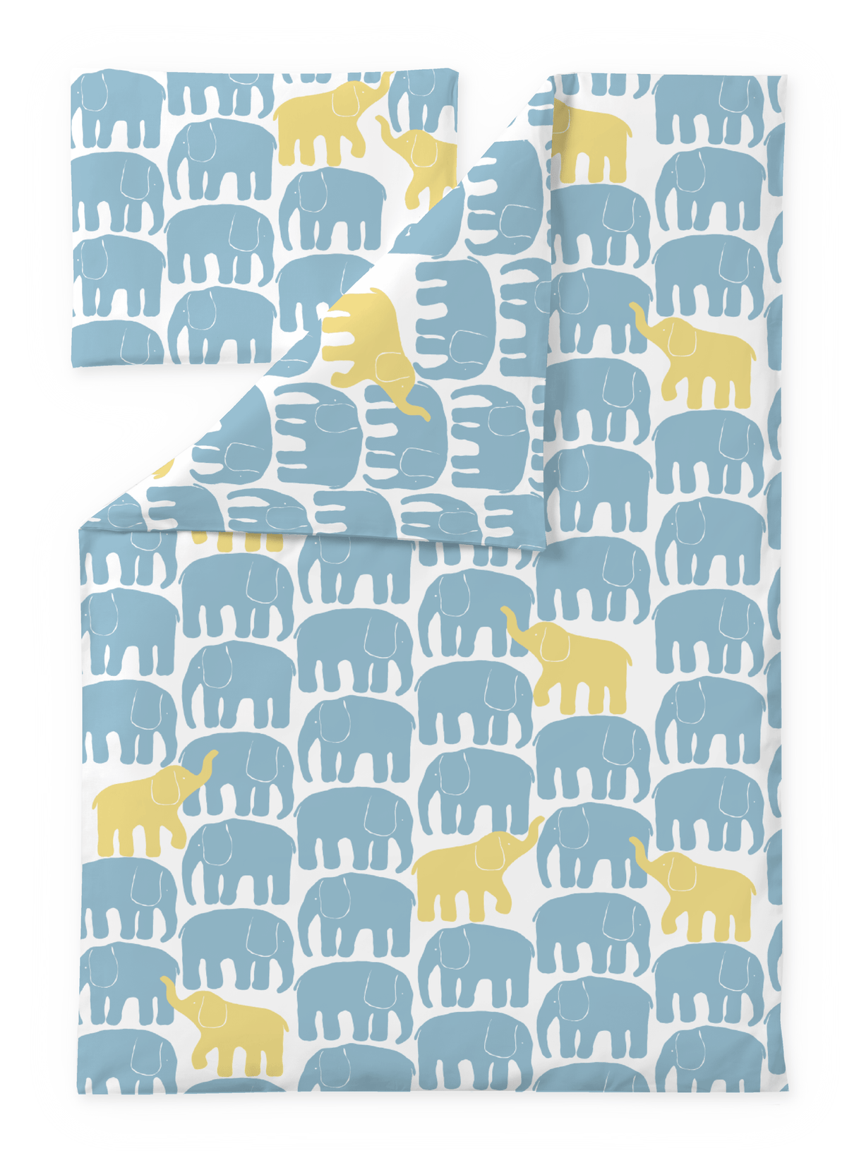 60674-5415-04-06; Finlayson FI Elefantti vapaa pussilakanasetti Vaalea aqua / Keltainen / 85x125 + 40x60 cm