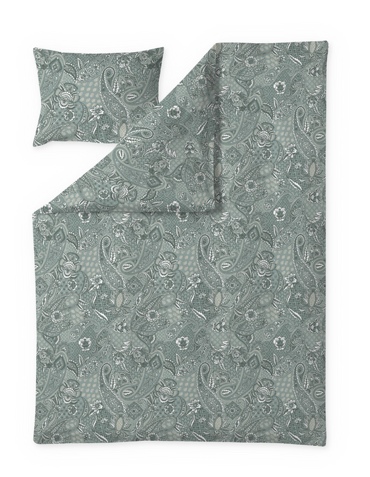 60712-6719-07-06; Finlayson Kashmir Satiinipussilakanasetti Sinivihreä / 150x210 + 50x60 cm 