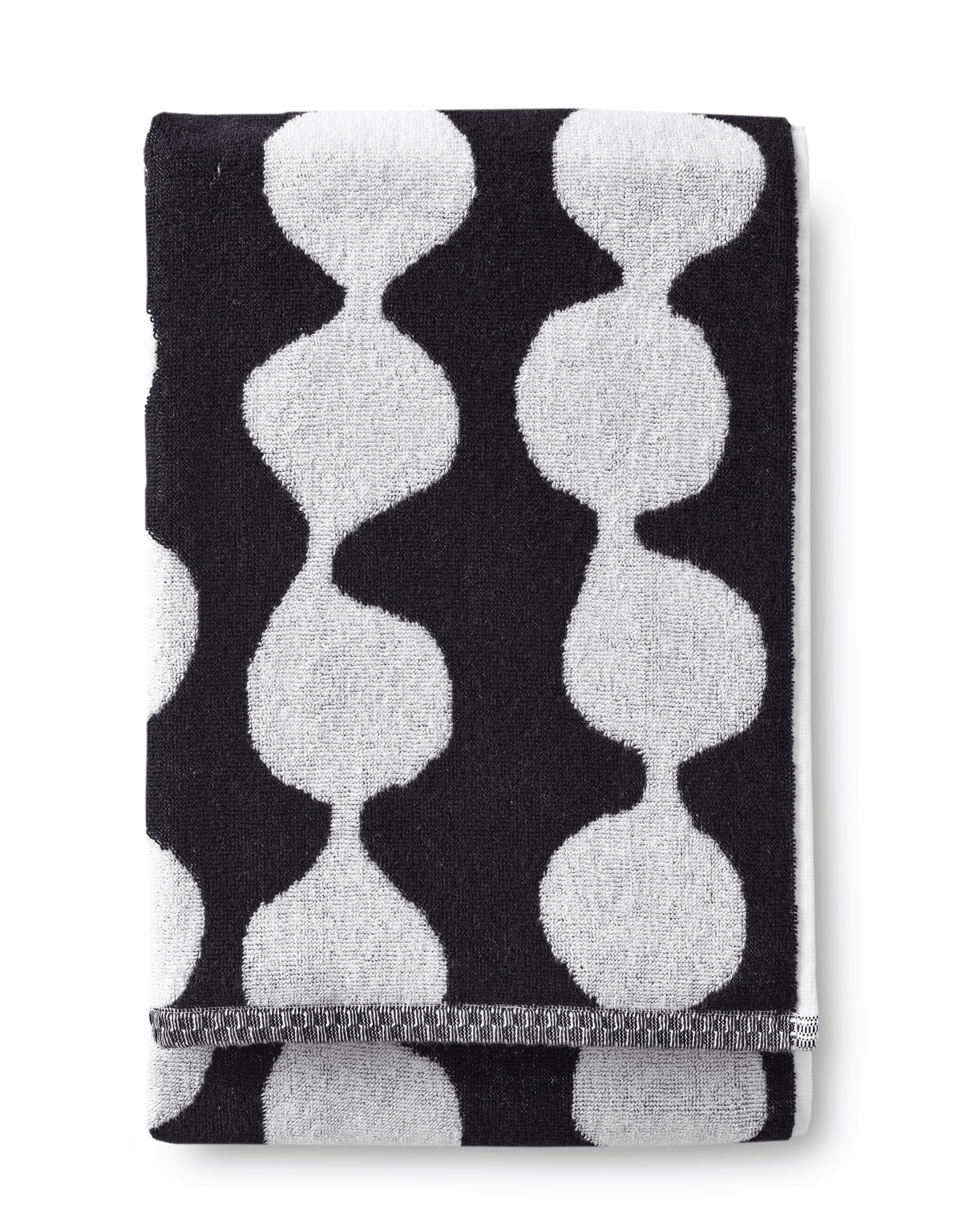 70074-4654-01-06; Finlayson Pampula pyyhe Musta / Valkoinen / 70x150 cm